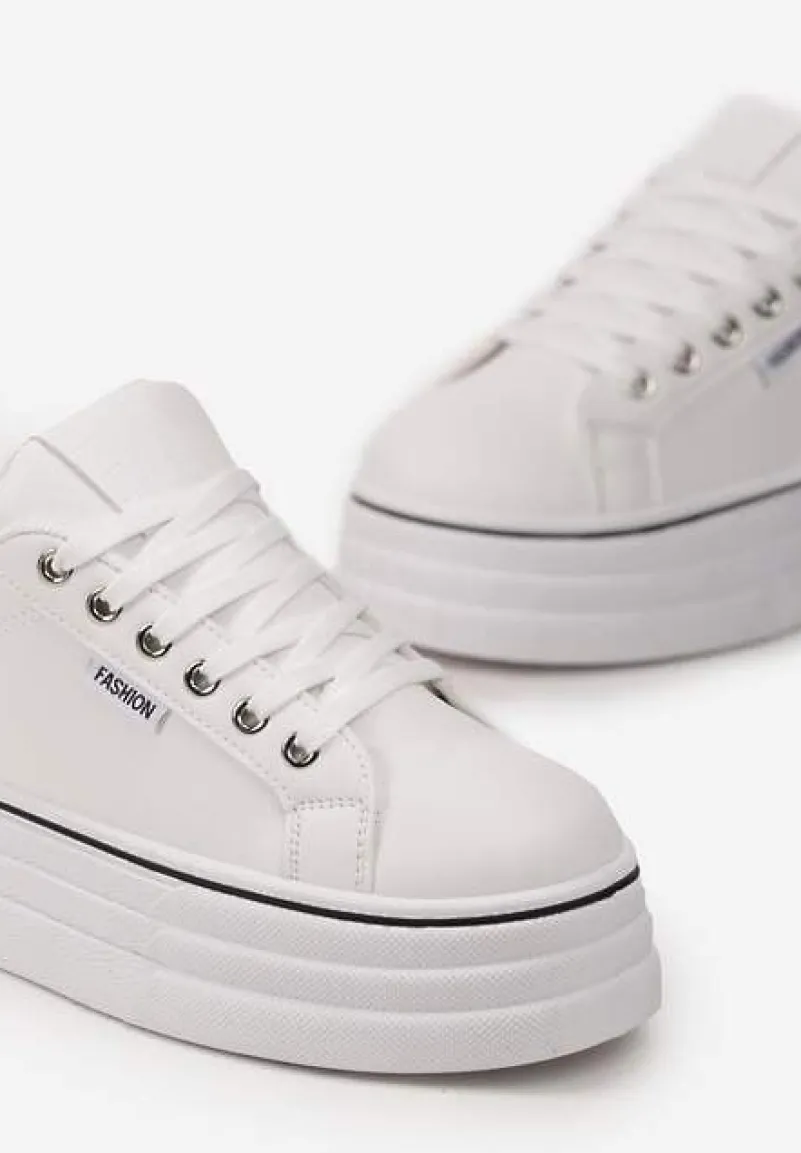 Białe Sneakersy przed Kostkę na Grubej Podeszwie Kernia