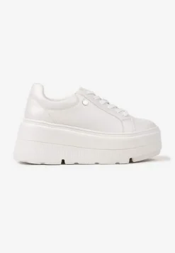 Białe Sneakersy Vices na Grubej Podeszwie Tuliri