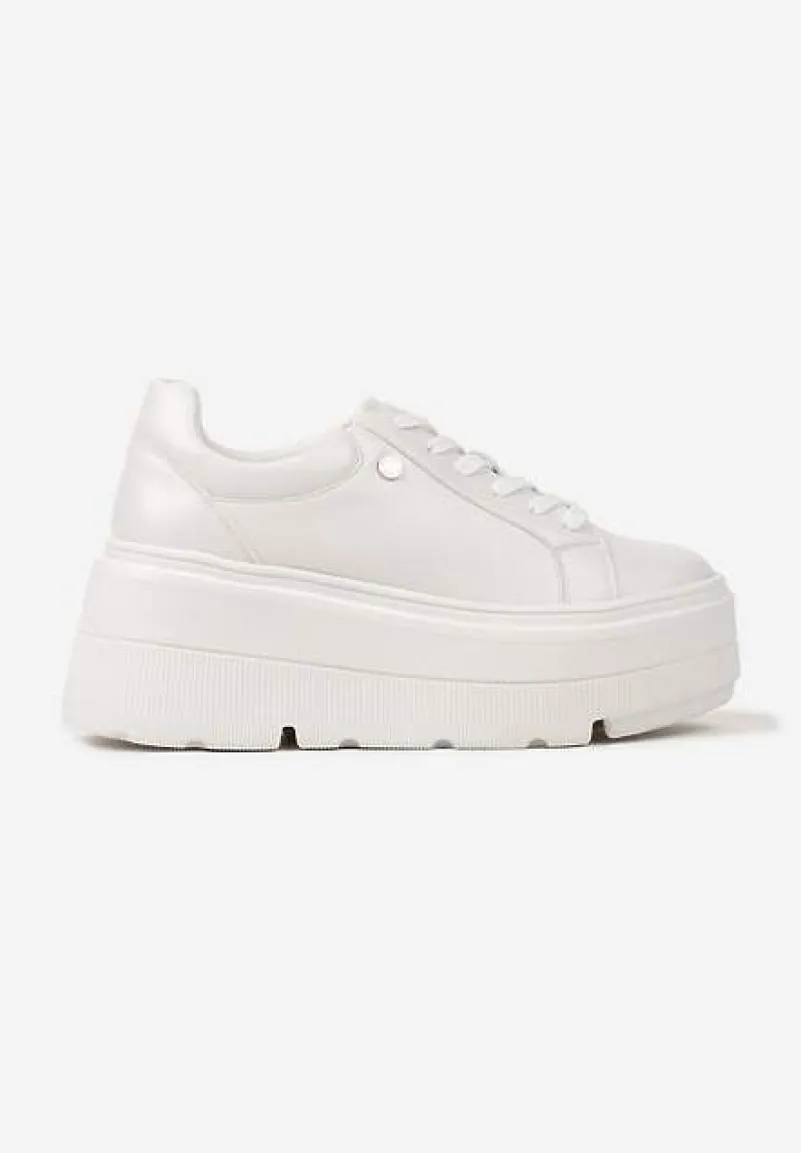 Białe Sneakersy Vices na Grubej Podeszwie Tuliri