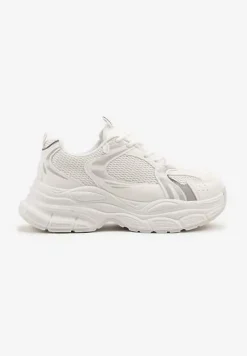 Białe Sneakersy Vices na Platformie Ozdobione Tłoczeniem Natiselle