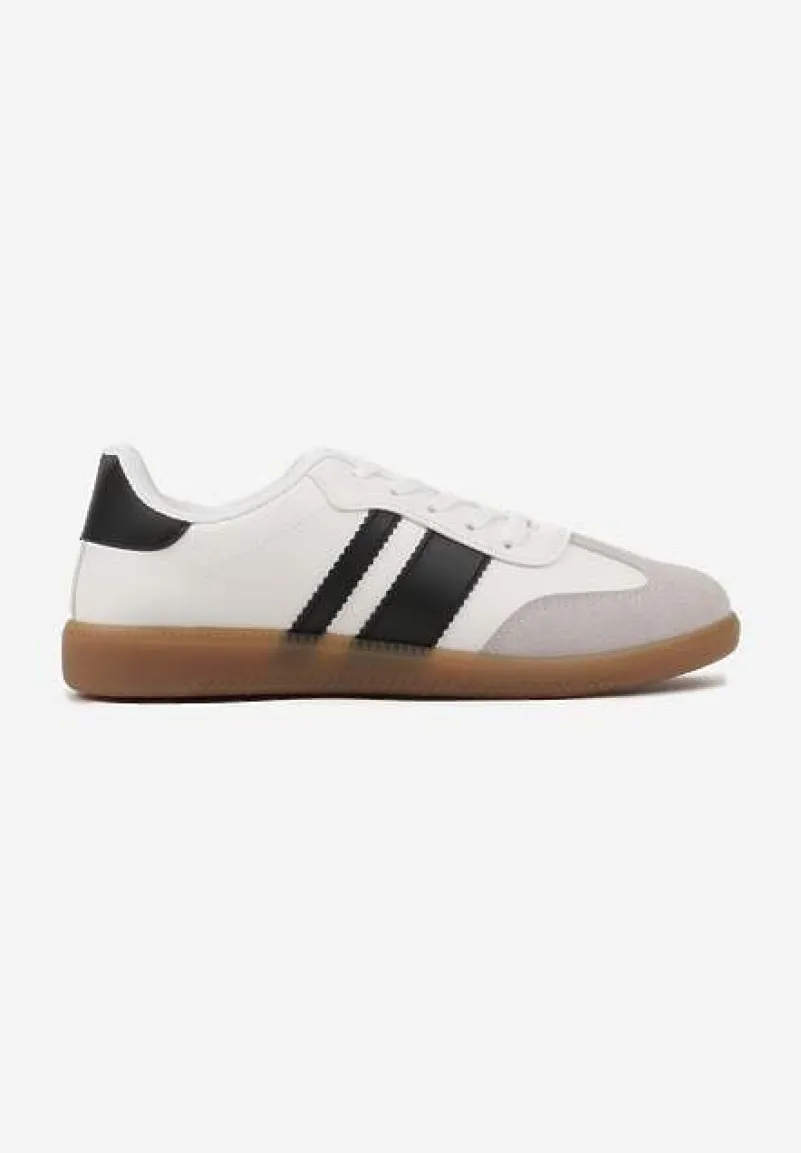 Białe Sneakersy w Stylu Tenisówek z Paskami Danareth