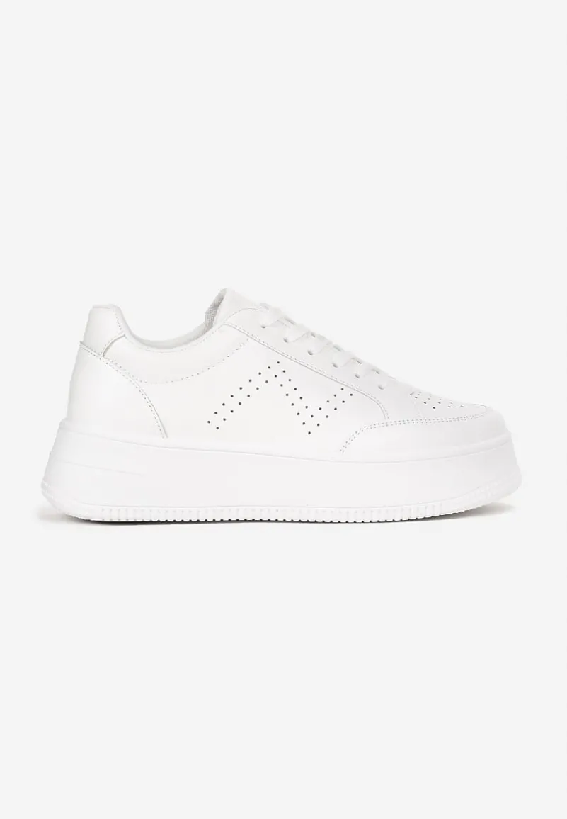 Białe Sneakersy z Perforacją na Platformie Treresa
