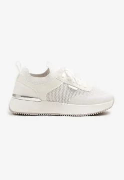 Białe Sneakersy z Siateczkową Cholewką Saramis