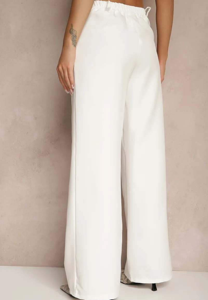 Białe Spodnie Garniturowe High Waist Viviorea