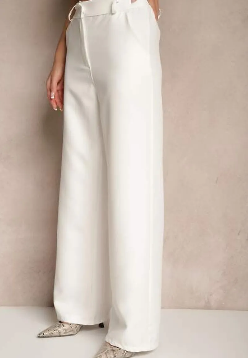 Białe Spodnie Garniturowe High Waist Viviorea