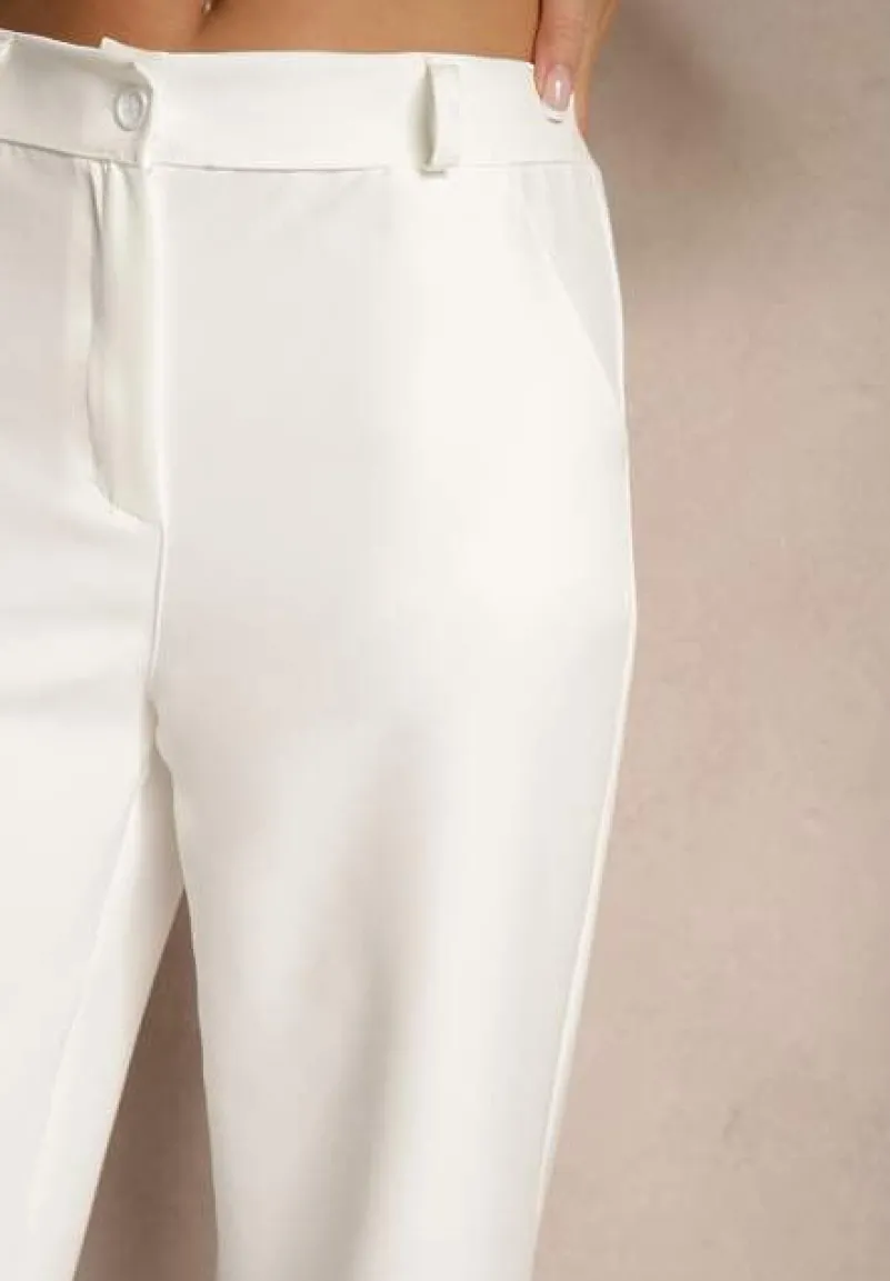 Białe Spodnie Garniturowe High Waist Viviorea