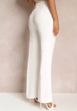 Białe Spodnie w Kant w Garniturowym Stylu High Waist Jaessa