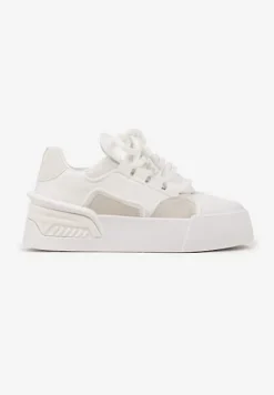 Białe Streetwearowe Sneakersy Trampki na Platformie Danenith