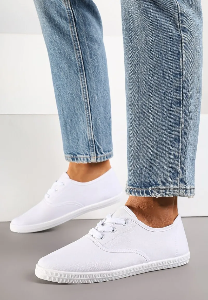 Białe Sznurowane Tenisówki Przed Kostkę Jennessa