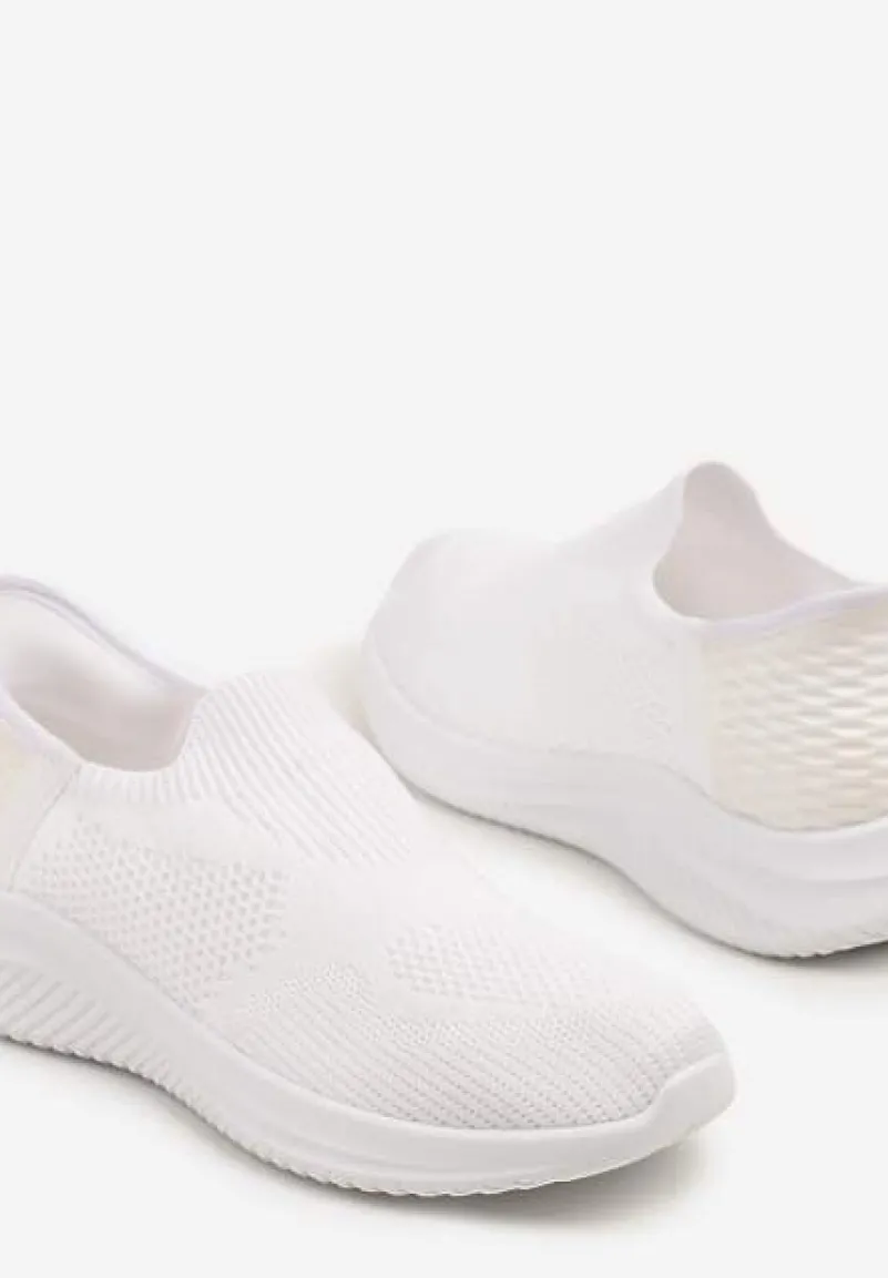 Białe Wsuwane Buty Sportowe Sneakersy z Siateczki Kolarietia