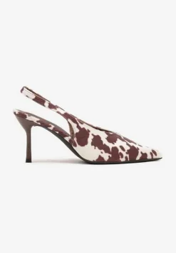 Biało-Brązowe Sandały Slingback Vices na Obcasie Typu Szpilka Tilionea