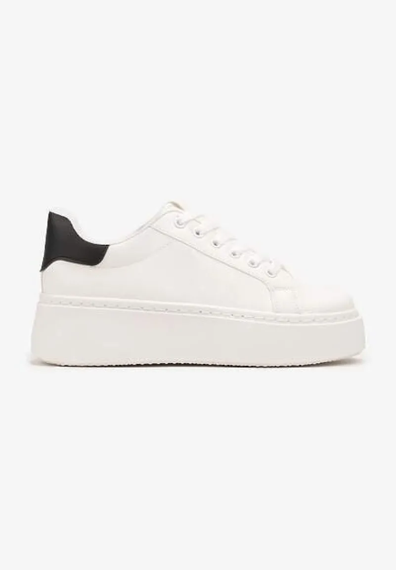 Biało-Czarne Basicowe Sneakersy na Platformie Tiaeliana