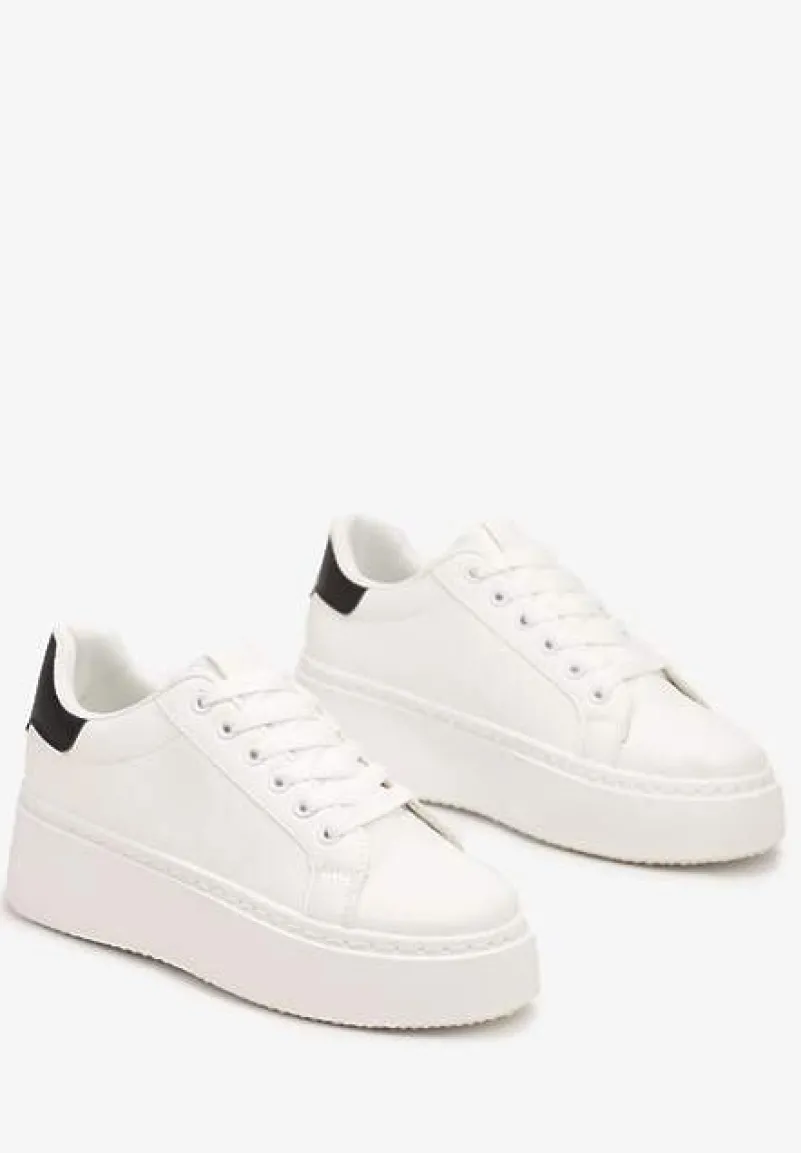Biało-Czarne Basicowe Sneakersy na Platformie Tiaeliana