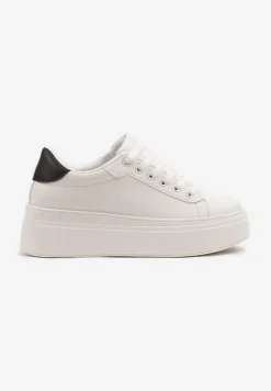 Biało-Czarne Basicowe Sneakersy na Platformie Milio