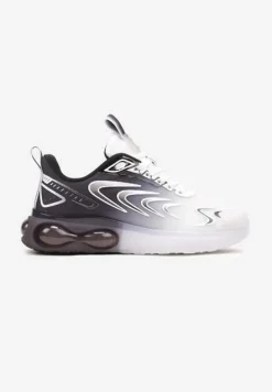 Biało-Czarne Buty Sportowe Sneakersy na Płaskiej Podeszwie ze Sznurowaniem Risannie