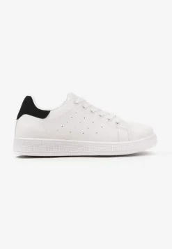 Biało-Czarne Casualowe Sneakersy na Płaskiej Podeszwie Aniefra