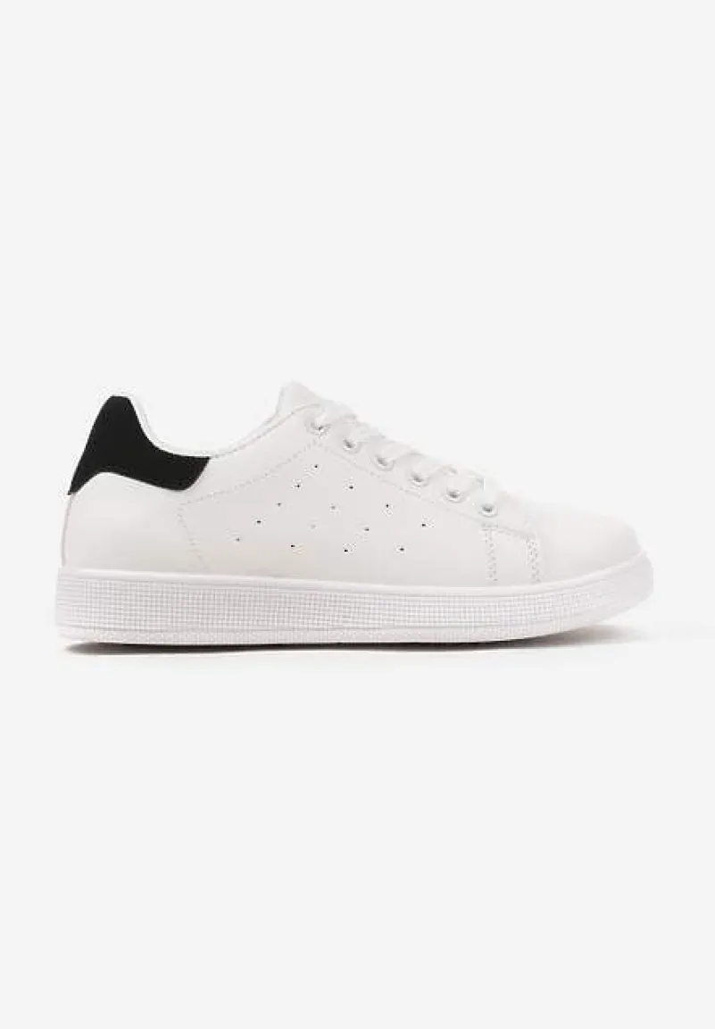 Biało-Czarne Casualowe Sneakersy na Płaskiej Podeszwie Aniefra