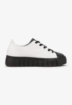 Biało-Czarne Płaskie Sneakersy Vices ze Sznurowaniem Lorori