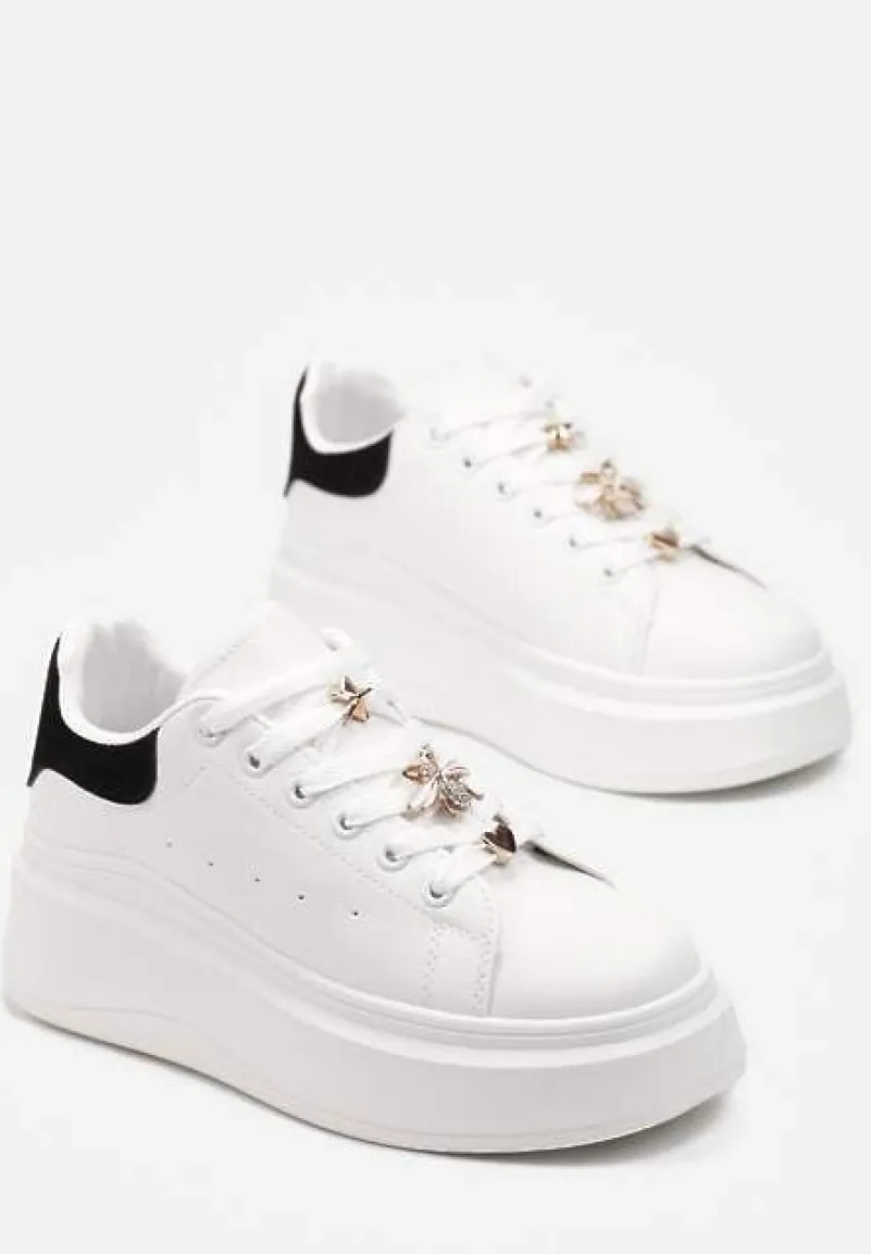Biało-Czarne Sneakersy na Grubej Podeszwie Celessi