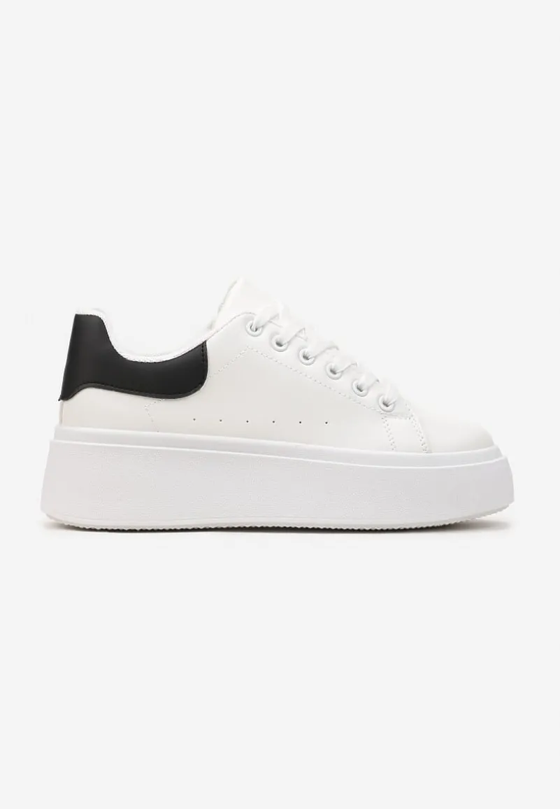 Biało-Czarne Sneakersy na Grubej Podeszwie Yarna