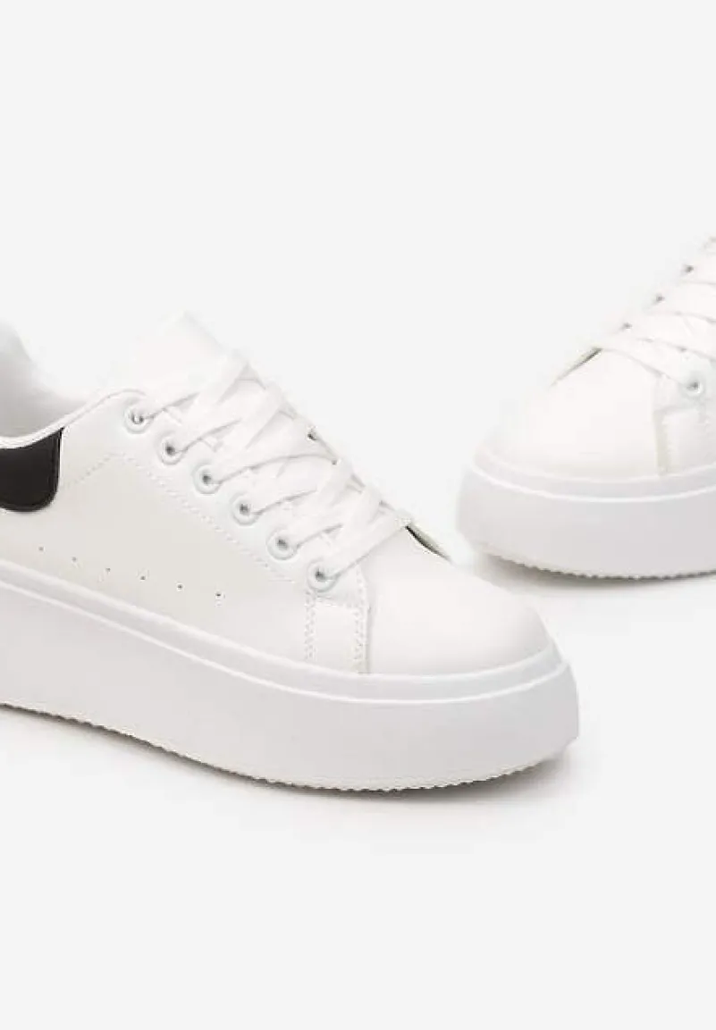 Biało-Czarne Sneakersy na Grubej Podeszwie Yarna