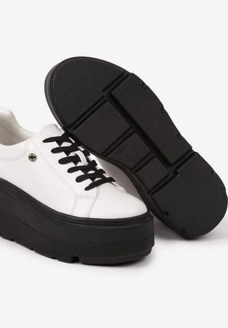 Biało-Czarne Sneakersy Vices na Grubej Podeszwie Tuliri