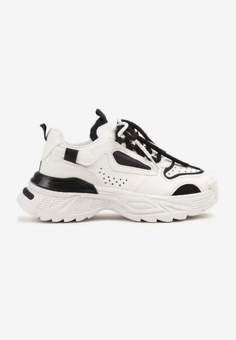 Biało-Czarne Sneakersy w Streetwearowym Stylu na Tłoczonej Podeszwie Nelasea