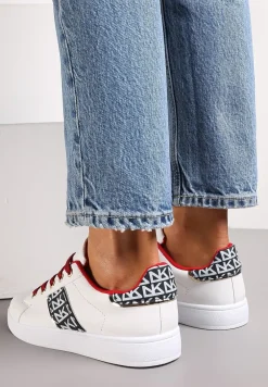 Biało-Czerwone Sneakersy Sznurowane z Wstawkami Danthe