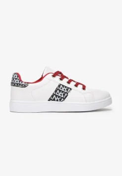 Biało-Czerwone Sneakersy Sznurowane z Wstawkami Danthe