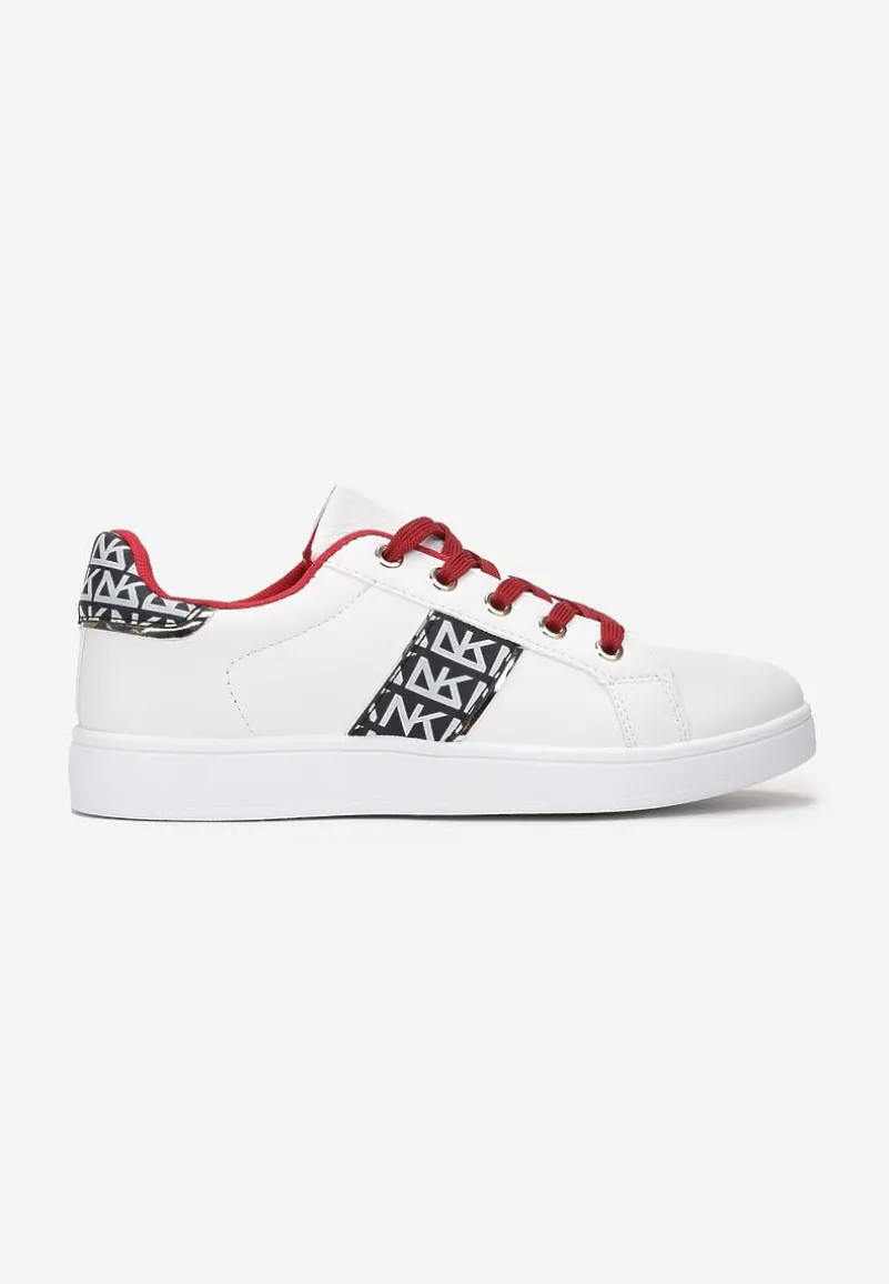 Biało-Czerwone Sneakersy Sznurowane z Wstawkami Danthe