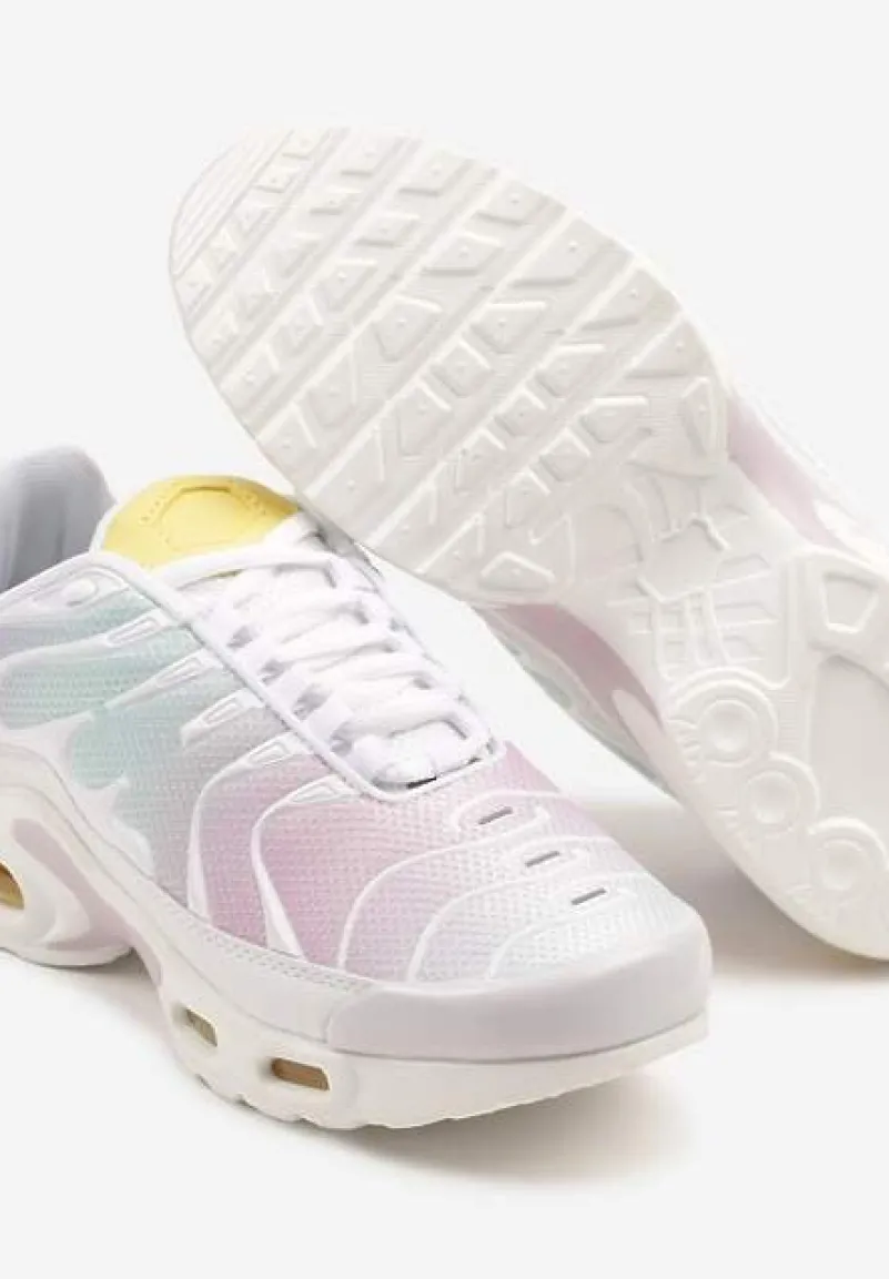 Biało-Fioletowe Buty Sportowe Sneakersy z Geometrycznym Tłoczeniem Vulinea