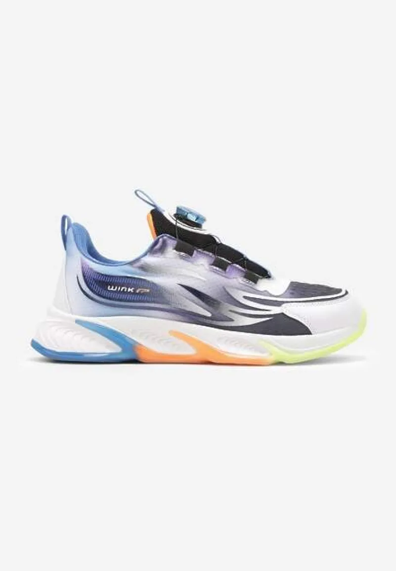 Biało-Niebieskie Buty Sportowe Sneakersy na Płaskiej Podeszwie z Regulowanym Pokrętłem Vimaritta