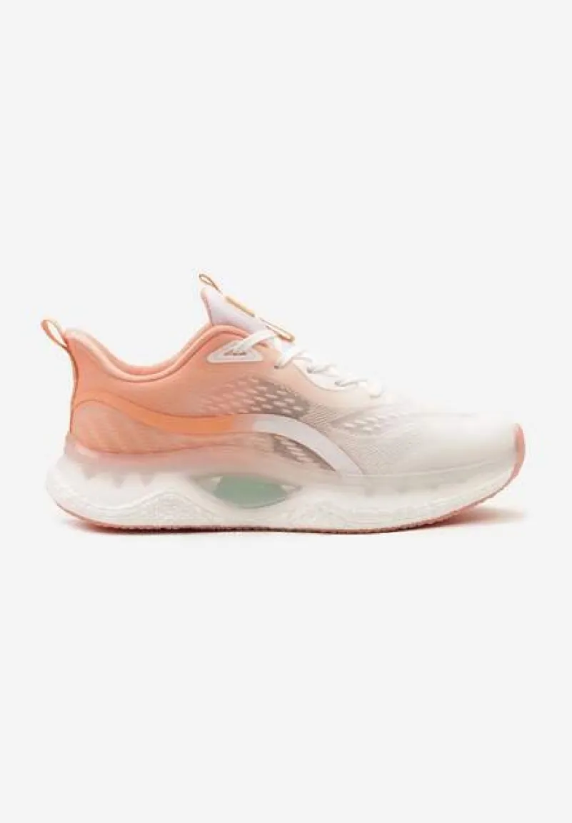 Biało-Pomarańczowe Buty Sportowe Sneakersy ze Sznurowaniami na Podeszwie Typu Air Przed Kostkę Jotesa