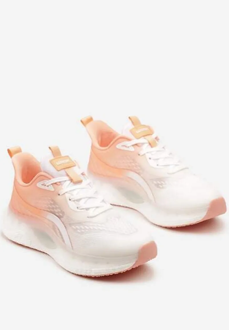 Biało-Pomarańczowe Buty Sportowe Sneakersy ze Sznurowaniami na Podeszwie Typu Air Przed Kostkę Jotesa