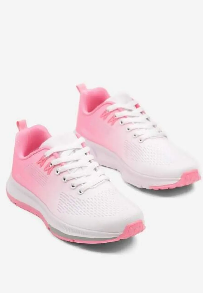 Biało-Różowe Buty Sportowe Sneakersy z Motywem Ombre Maccaria