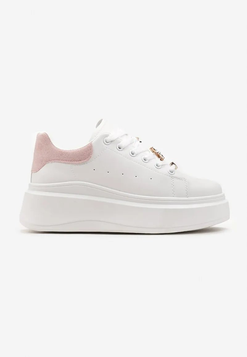 Biało-Różowe Sneakersy na Grubej Podeszwie Celessi