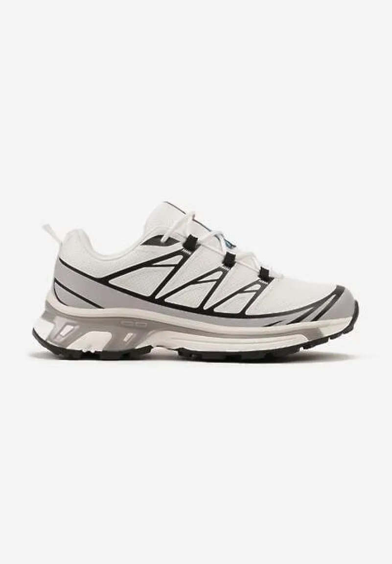 Biało-Szare Sneakersy z Ozdobnymi Wstawkami i Ściąganą Gumką Aineri
