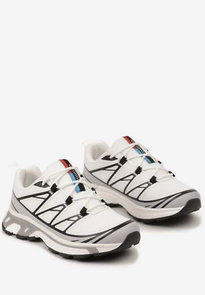 Biało-Szare Sneakersy z Ozdobnymi Wstawkami i Ściąganą Gumką Aineri