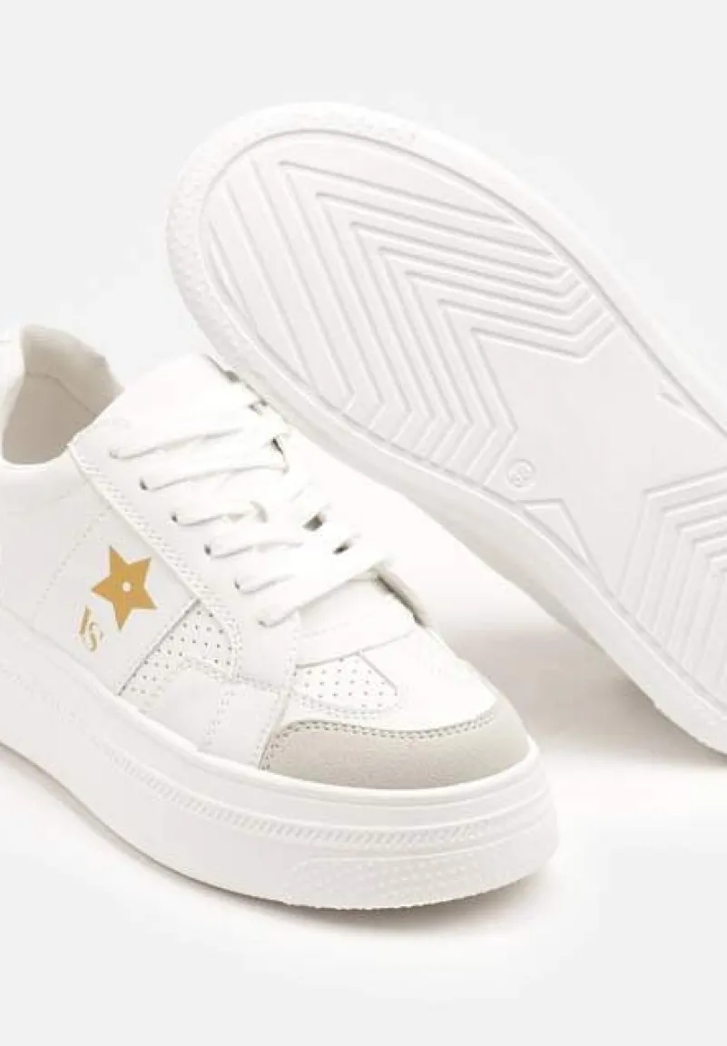 Biało-Złote Sneakersy Vices na Platformie z Gwiazdką Fenarra