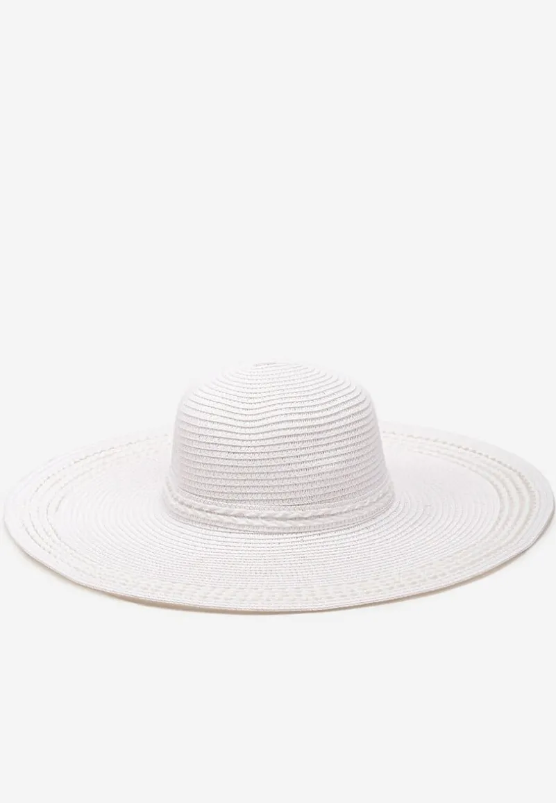 Biały Kapelusz Plażowy z Plecionki w stylu Boho Amicuralia