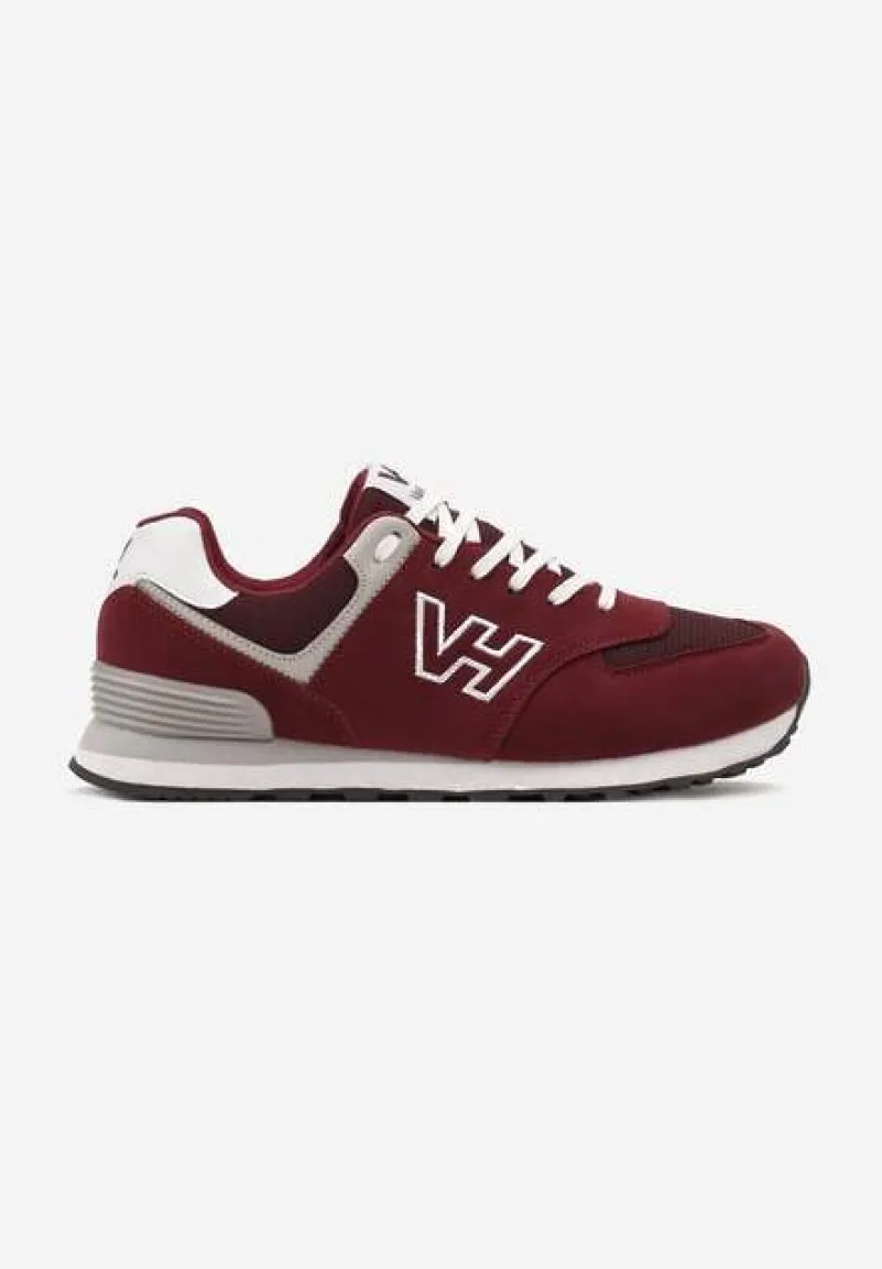 Bordowe Buty Sportowe z Imitacji Zamszu z Naszywką Lysadna