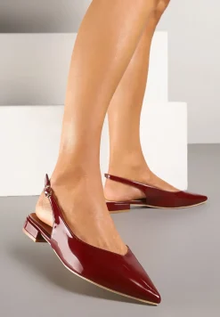 Bordowe Sandały Slingback Vices z Wkładką ze Skóry Naturalnej Lisanilis
