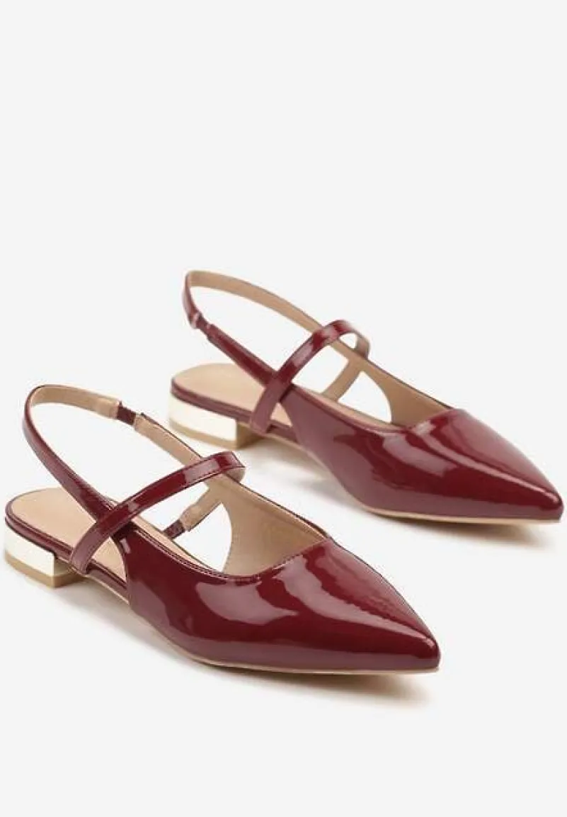 Bordowe Sandały Vices Typu Slingback ze Skórzaną Wkładką i Metaliczną Ozdobą Milozi