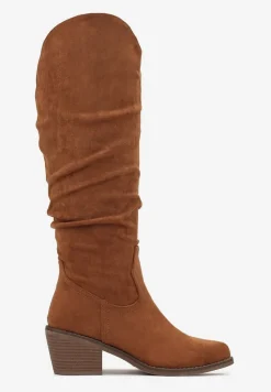 Brązowe Kozaki Kowbojki na Słupku Stylizowanym na Drewniany Parrondo