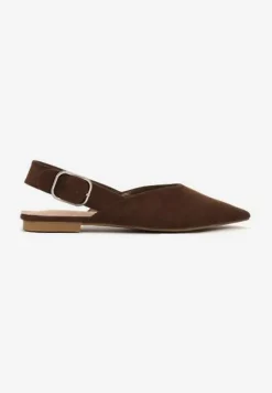 Brązowe Sandały Vices Typu Slingback z Wkładką ze Skóry Naturalnej Rallora