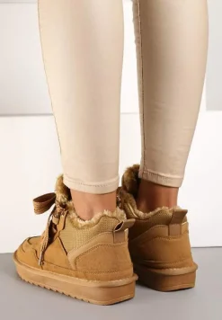 Brązowe Zimowe Sneakersy Vices Stylizowane na Śniegowce z Futerkiem Tennira