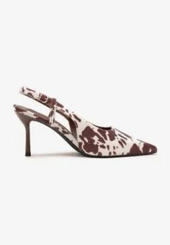 Brązowo-Białe Sandały Vices na Szpilce Slingback Raleira