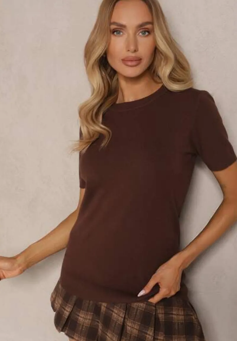 Brązowy Sweter Ozdobiony Ściągaczami Sanallia