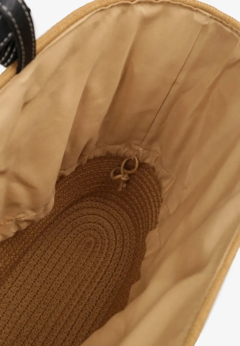 Ciemnobeżowa Szydełkowa Torebka Typu Shopper z Bawełny Mevonna