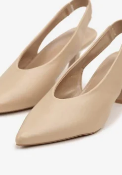 Ciemnobeżowe Sandały Vices na Kaczuszce Typu Slingback Liluriela